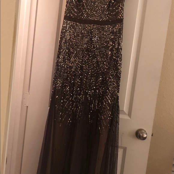 Adrianna Papell chocolate brown embellished gown - Picture 2 of 8